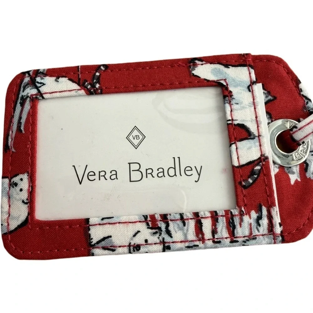 Vera Bradley Polar Bear Beary Merry Red ID Luggage Tag Name Tag Quilted NWOT